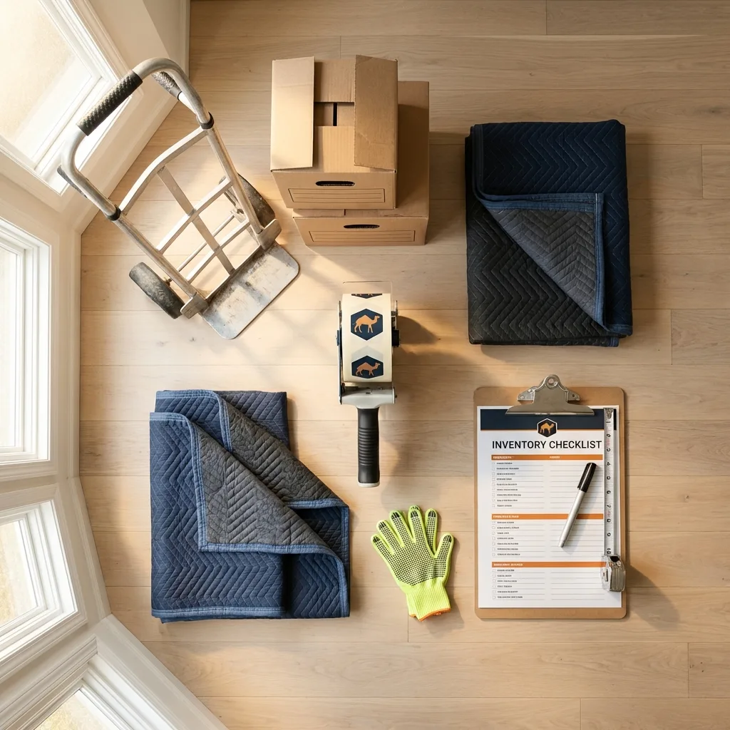 Professional moving supplies and packing materials layout for East Liverpool residential relocations